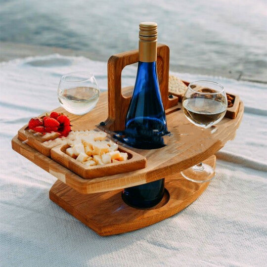 Outdoor Wine Tray: Portable Hanging Wine Glass Holder