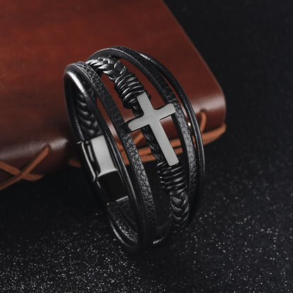 MLORD™ Luxury Men's Stainless Steel and Leather Bracelet