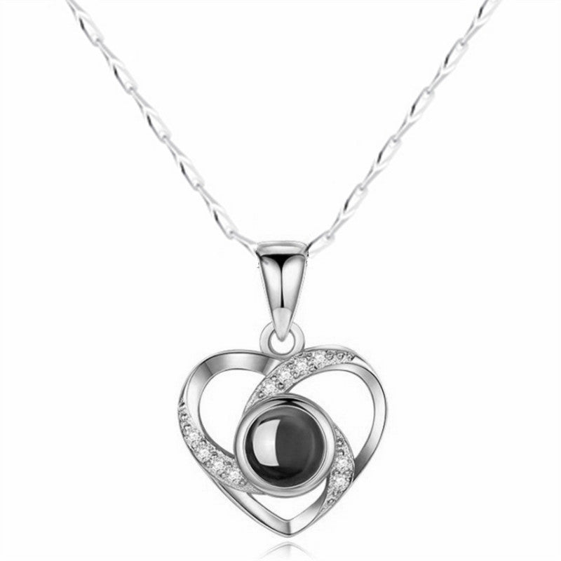 Projection Necklace Heart Shape 100 Languages I Love You Necklace