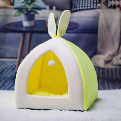 UCOZYTENT™ Soft and Warm Tent Cat Bed with Bunny Ears and Toy