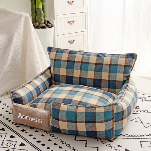 AOMEIZI SuperSoft Pets Bed - Cotton Linen and Cushion