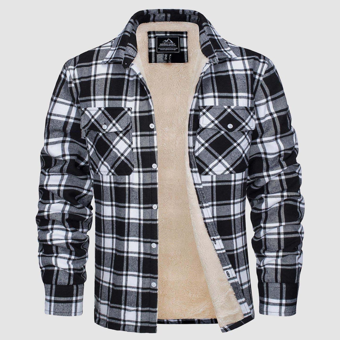 Long Sleeve Fashion Checkered Fleece for Mens