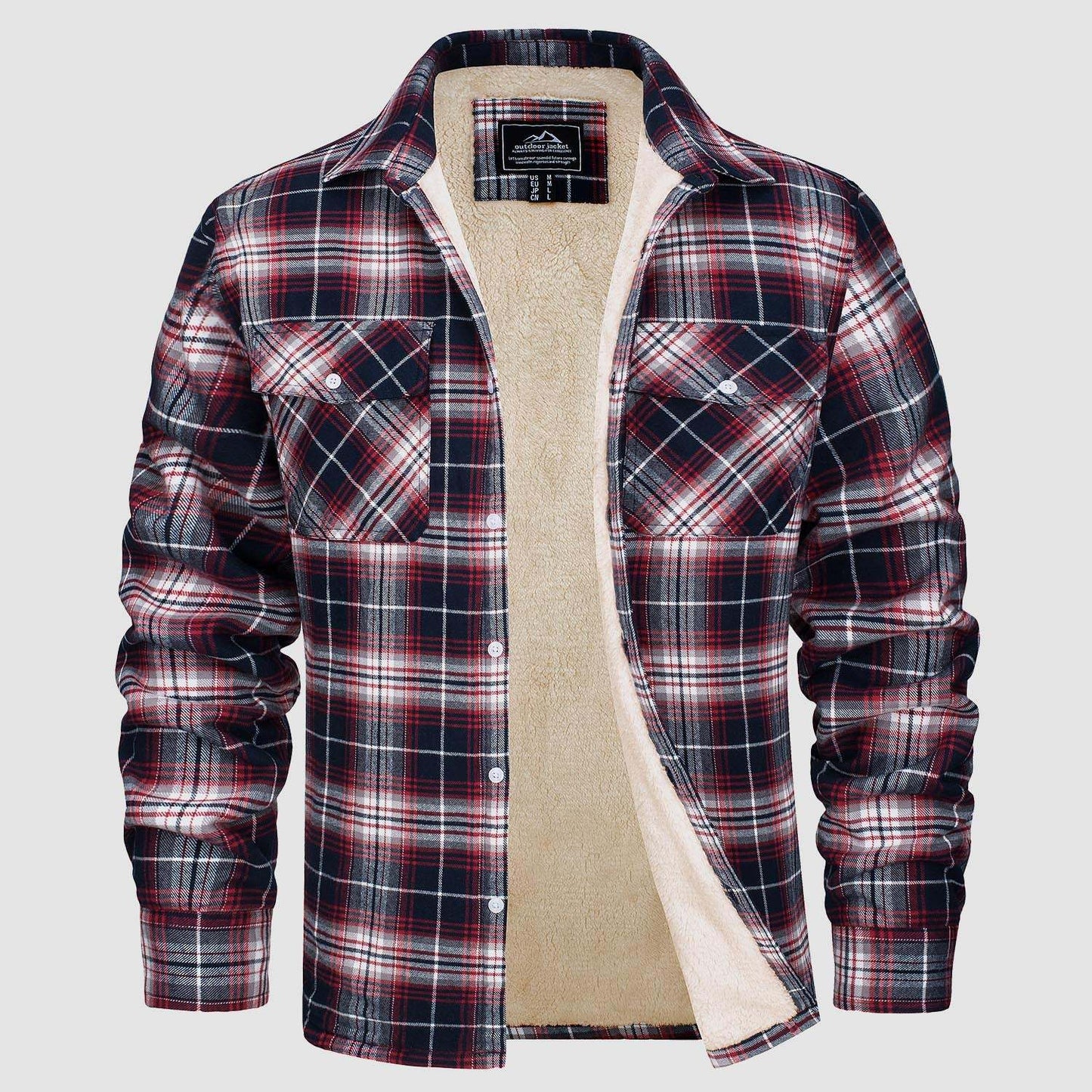 Long Sleeve Fashion Checkered Fleece for Mens