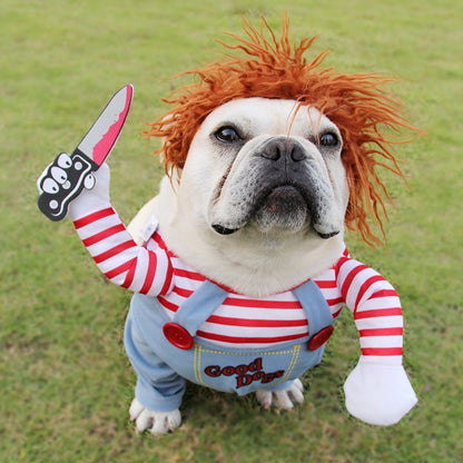 Pets Costumes: Funny Chucky and Horseman Party Outfits