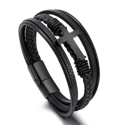 MLORD™ Luxury Men's Stainless Steel and Leather Bracelet