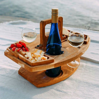 Outdoor Wine Tray: Portable Hanging Wine Glass Holder