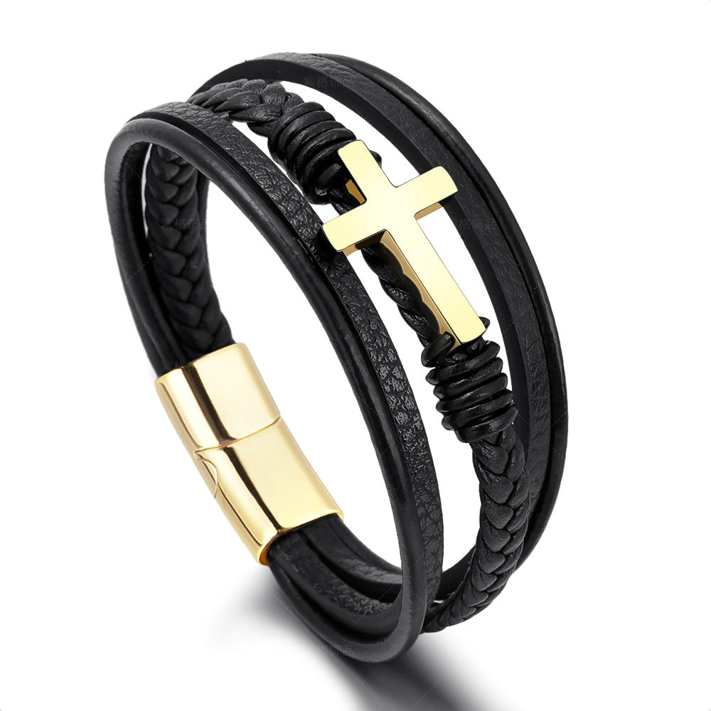 MLORD™ Luxury Men's Stainless Steel and Leather Bracelet