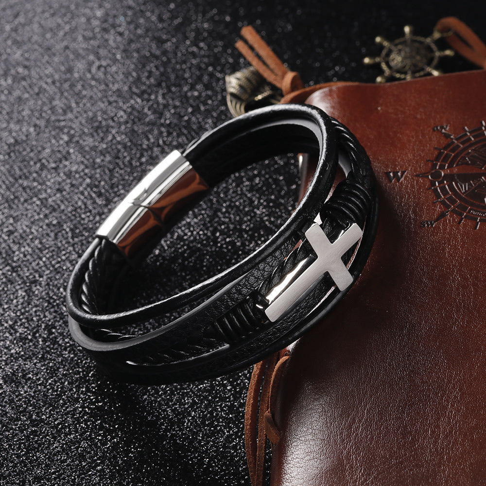 MLORD™ Luxury Men's Stainless Steel and Leather Bracelet