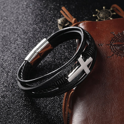 MLORD™ Luxury Men's Stainless Steel and Leather Bracelet