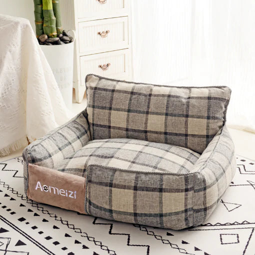 AOMEIZI SuperSoft Pets Bed - Cotton Linen and Cushion