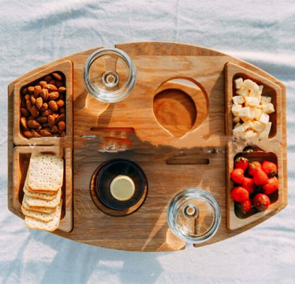 Outdoor Wine Tray: Portable Hanging Wine Glass Holder