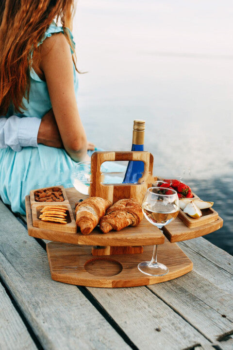 Outdoor Wine Tray: Portable Hanging Wine Glass Holder