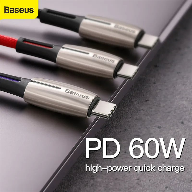 BASEUS Nylon and Aluminum Type-C 60W Fast Charger and Data Cable