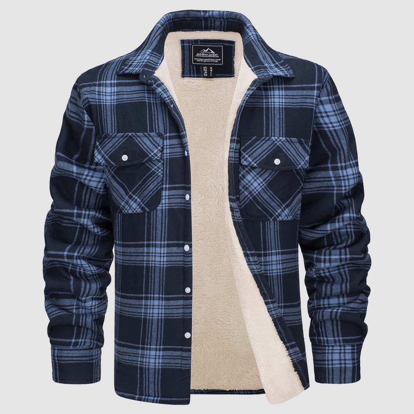 Long Sleeve Fashion Checkered Fleece for Mens