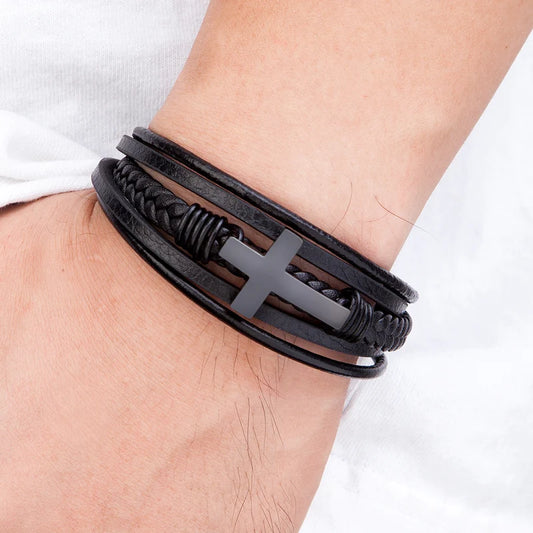 MLORD™ Luxury Men's Stainless Steel and Leather Bracelet